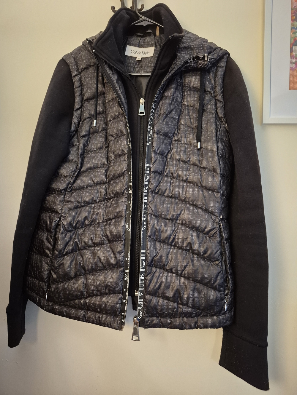 Calvin Klein Women's Black Quilted Hooded Jacket